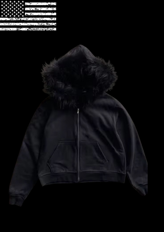 ‘BLXCK FUR’ HOODIE 𖦏