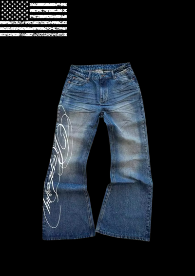 ‘FELL IN LUV’ FLARED DENIM 𖦏