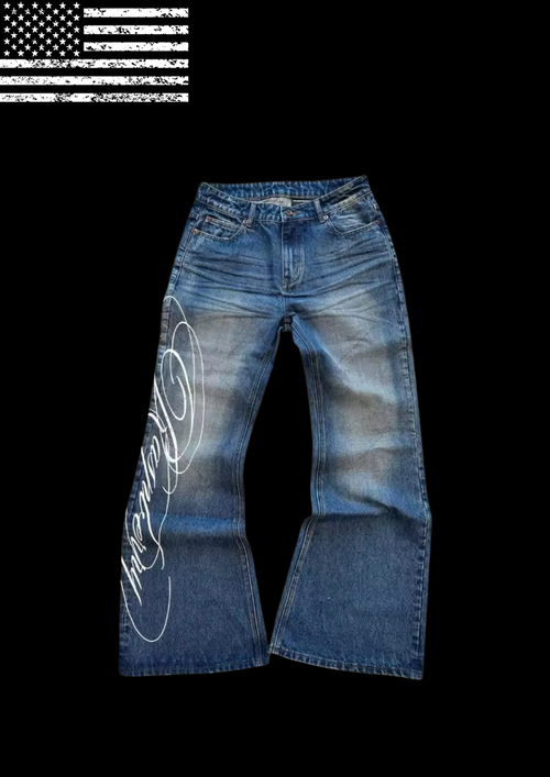 ‘FELL IN LUV’ FLARED DENIM 𖦏