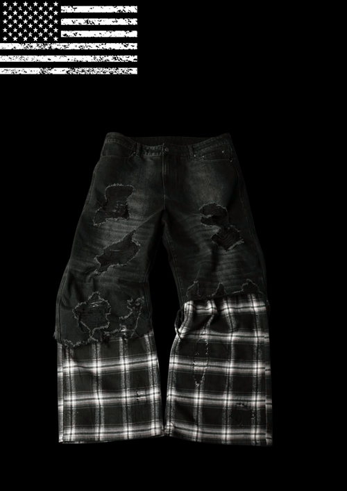 'PLAID' FLARED JEANS𖦏