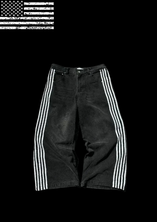 ‘STRXPED’ BAGGY JEANS 𖦏